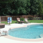 Alaglas Pools' Baron, a large, freeform fiberglass pool in topaz